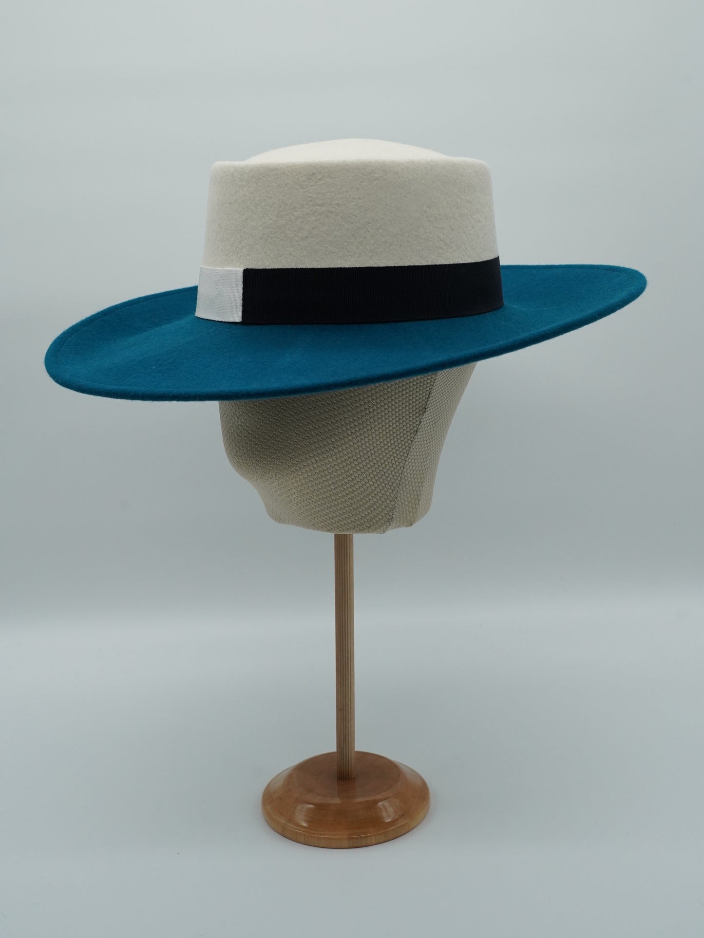 Cappello a cilindro Panna/Navi in feltro