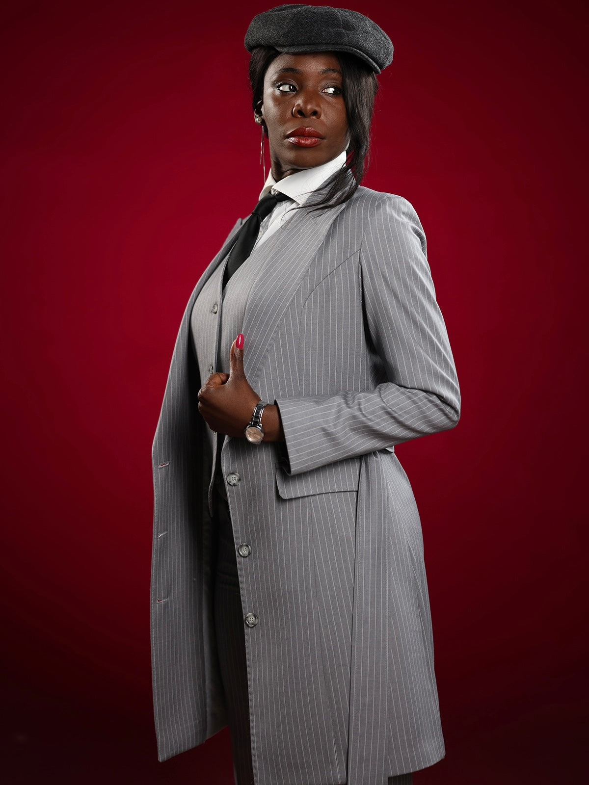 Giacca vestito grigio gessato