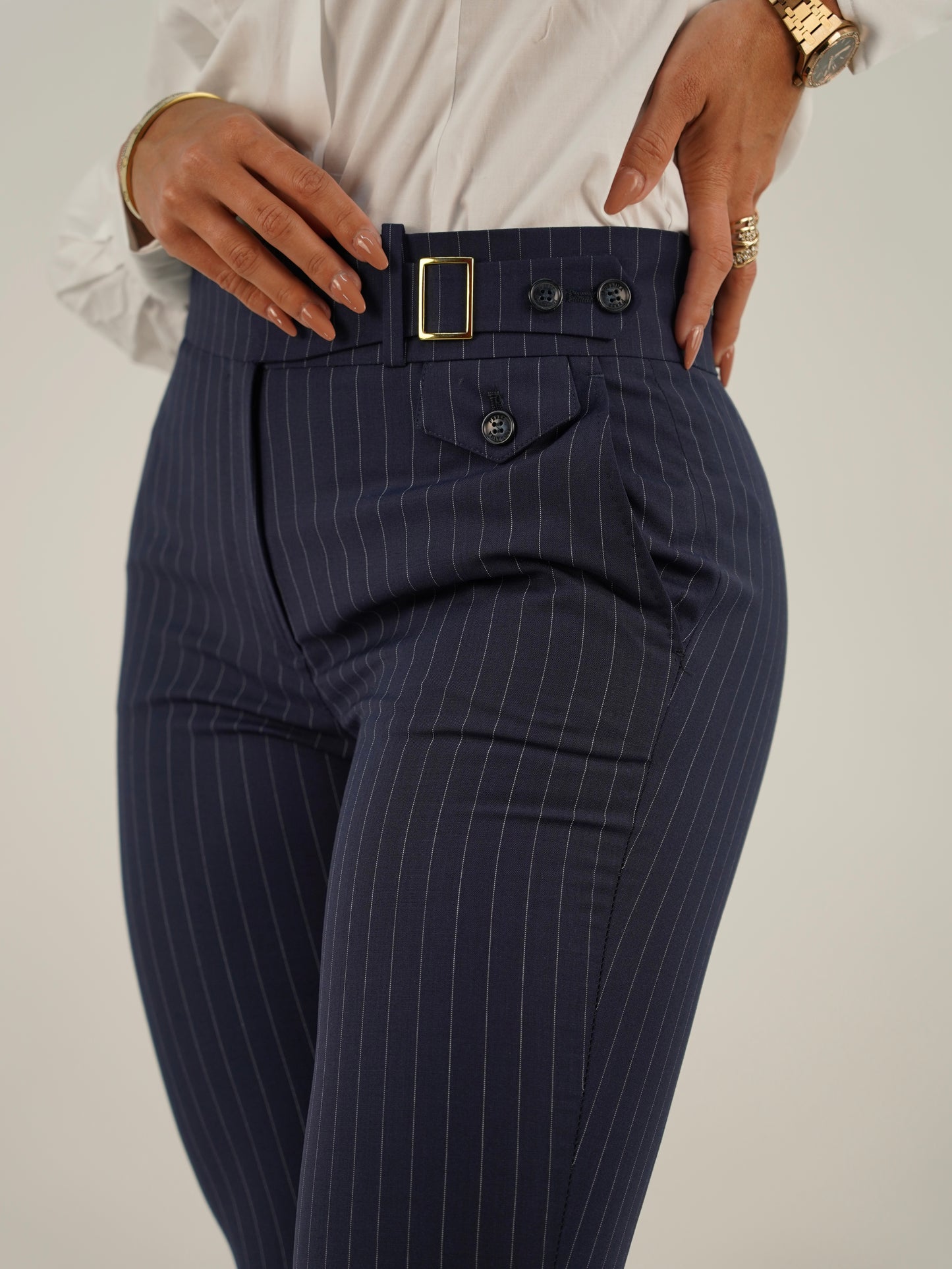 Giacca doppiopetto blu gessato