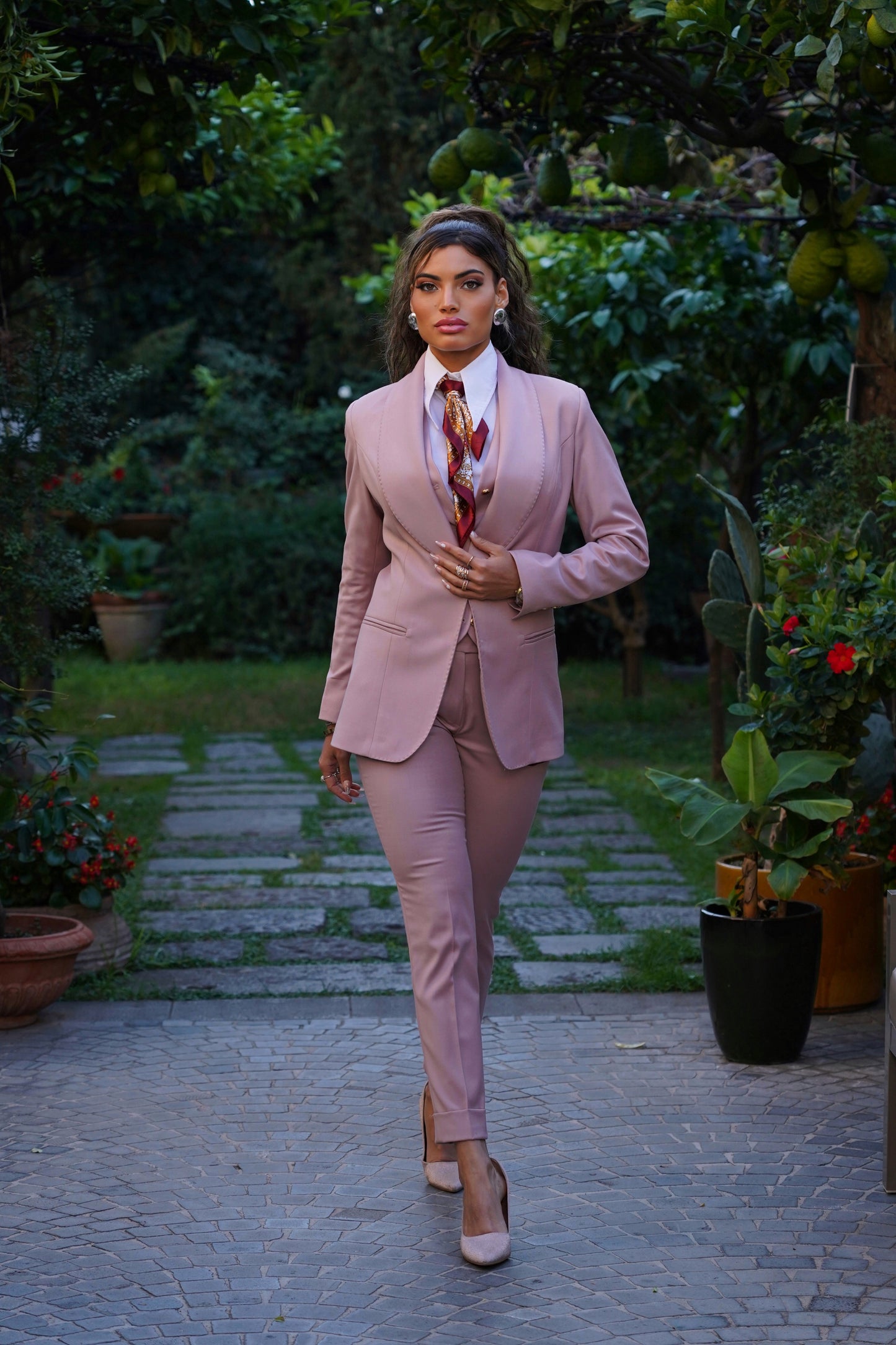 Pantalone rosa antico a sigaro