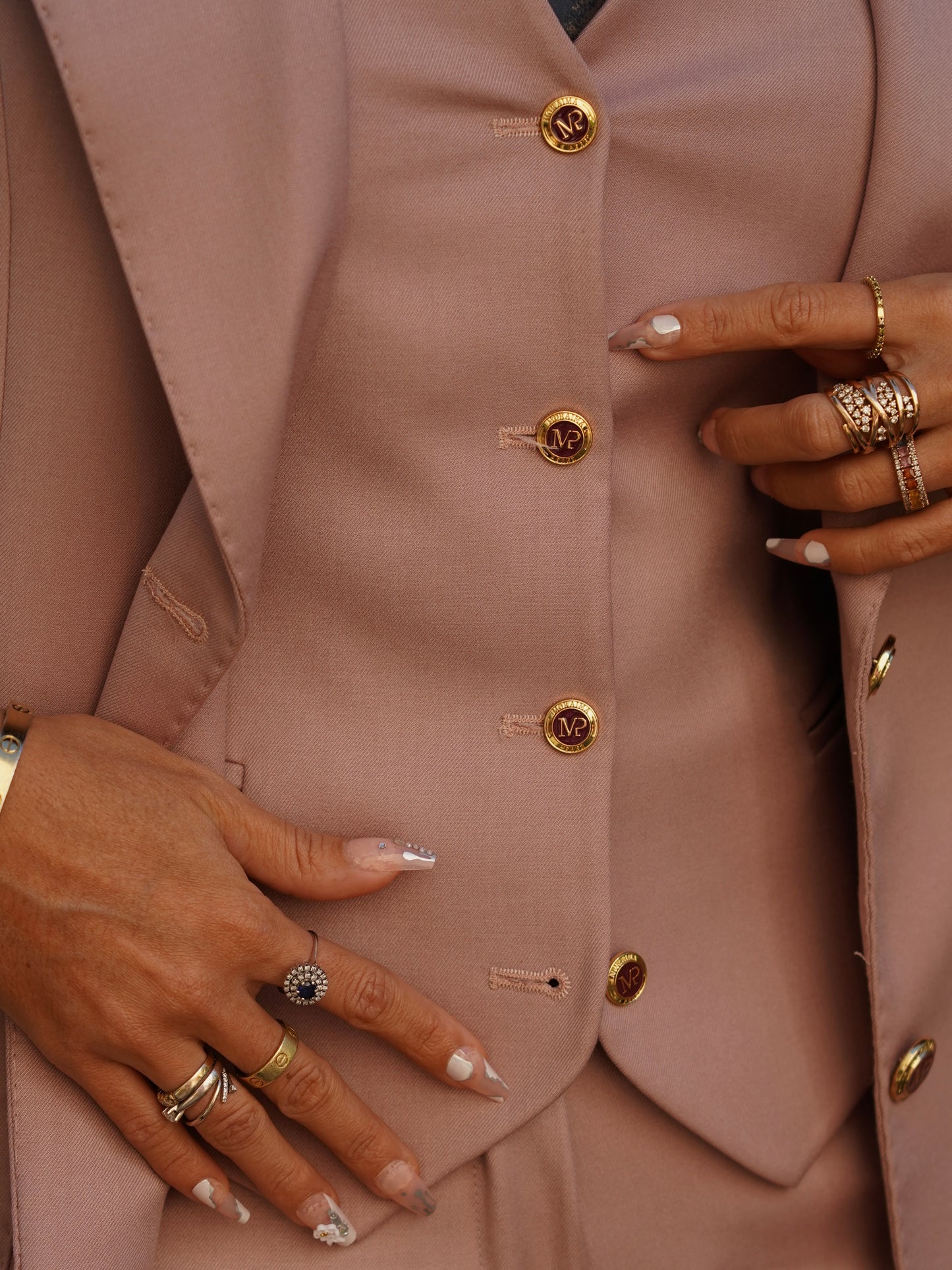 Gilet rosa antico monopetto