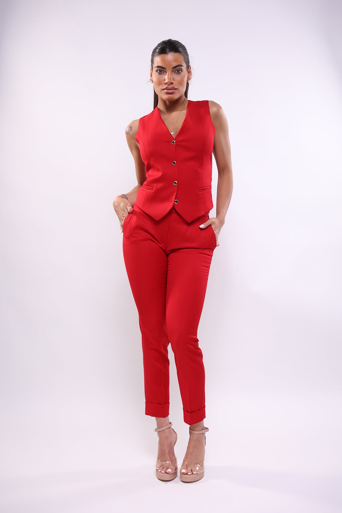 Pantalone rosso a sigaro