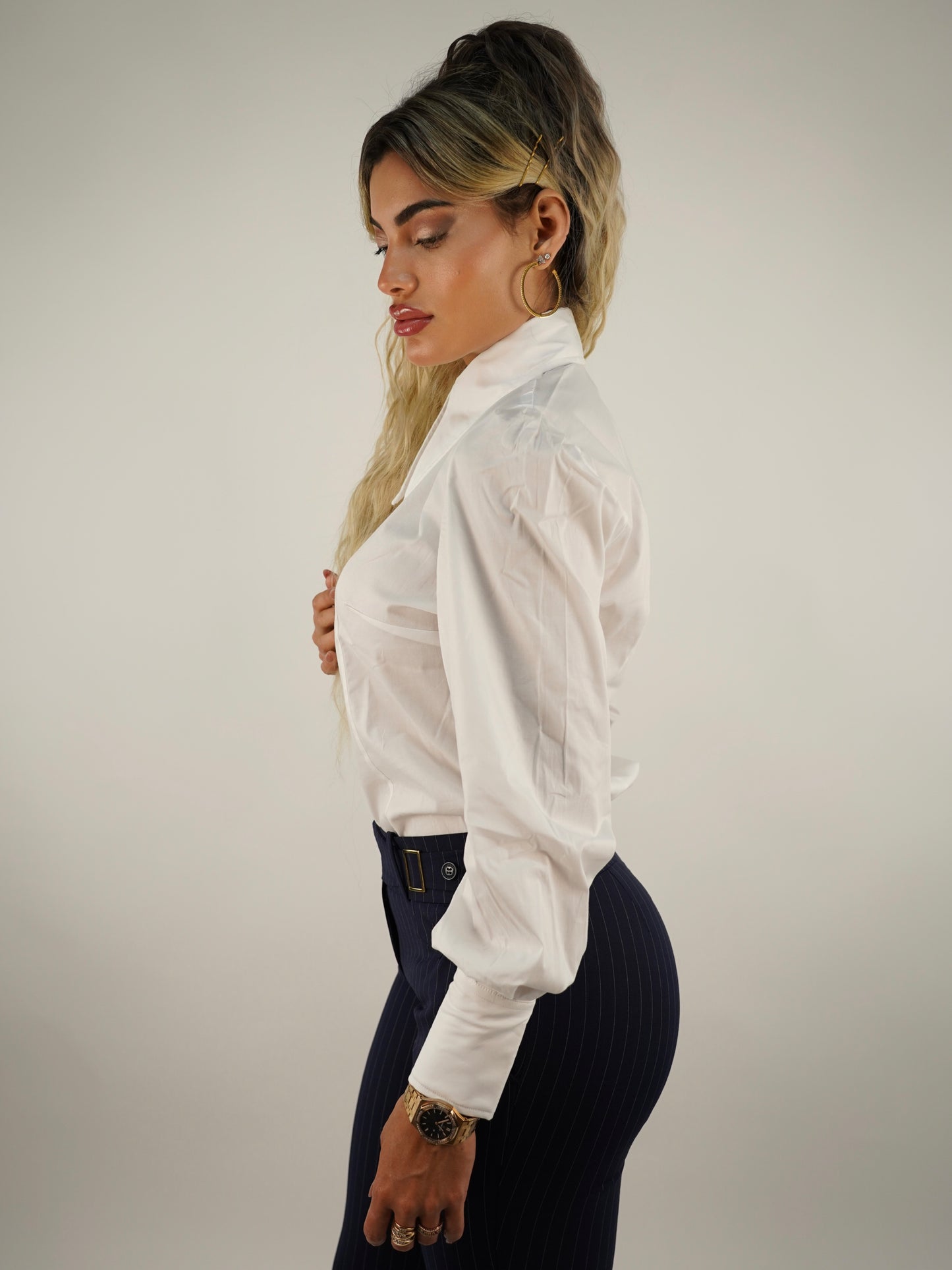 Camicia mory collo a vela bianca