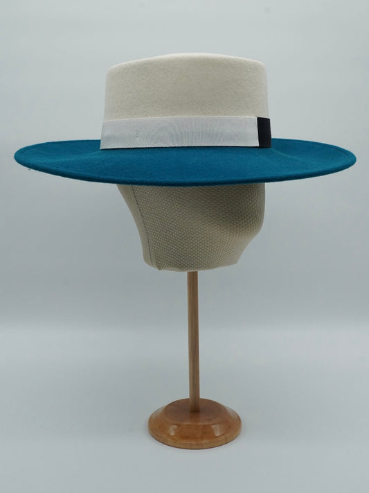 Cappello a cilindro Navi/Panna in feltro