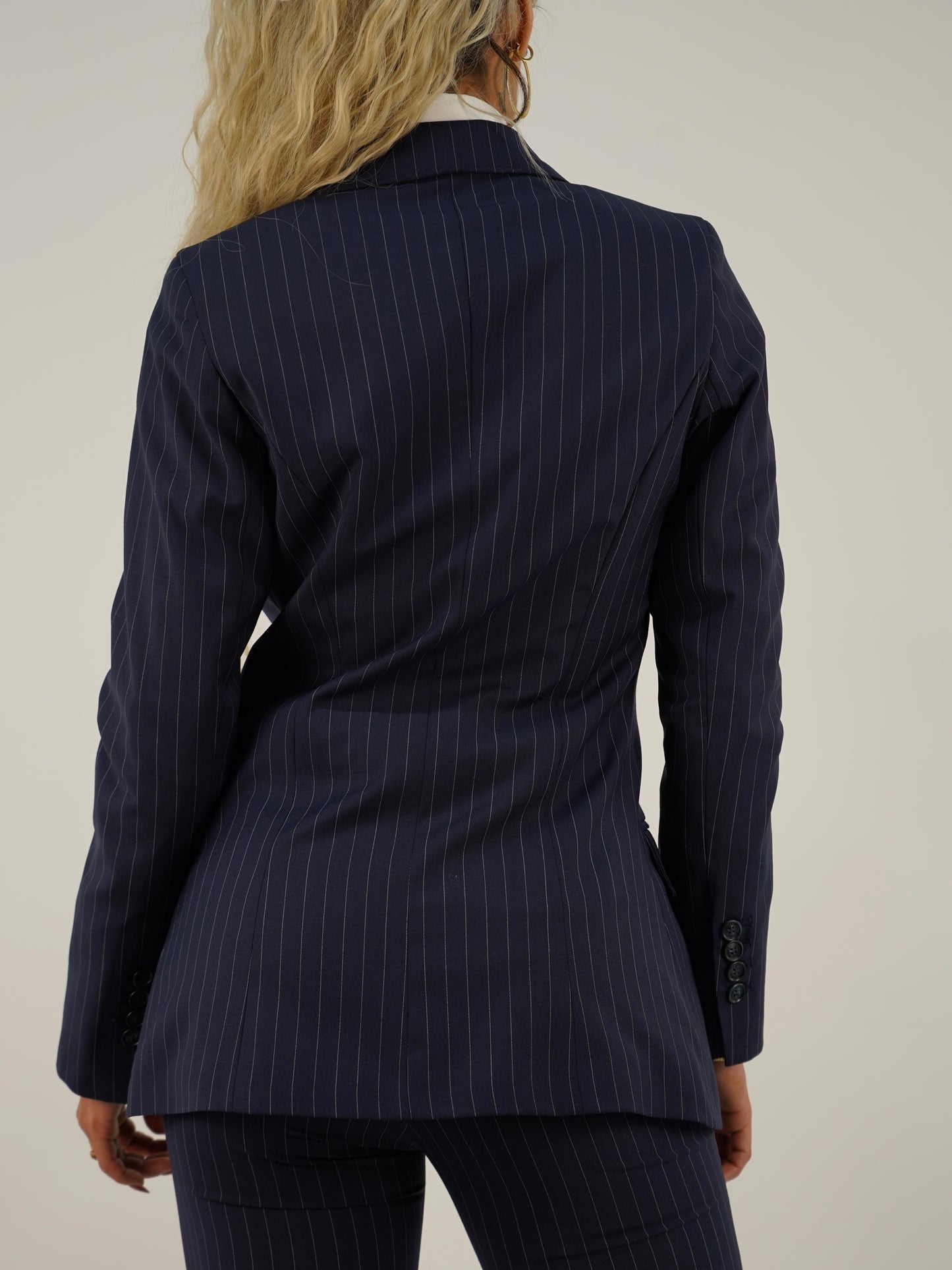 Giacca dopiopetto blu gessato