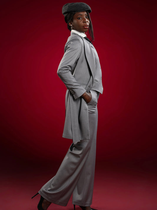 Giacca vestito grigio gessato