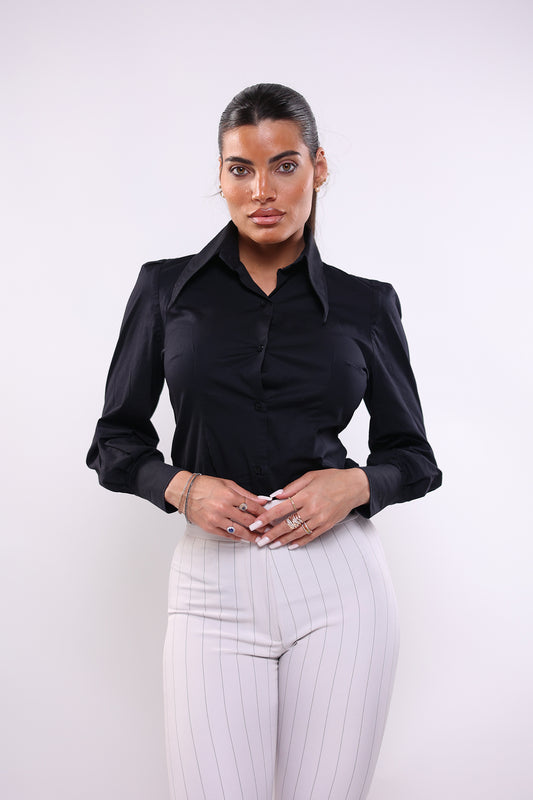 Camicia mory collo a vela nero