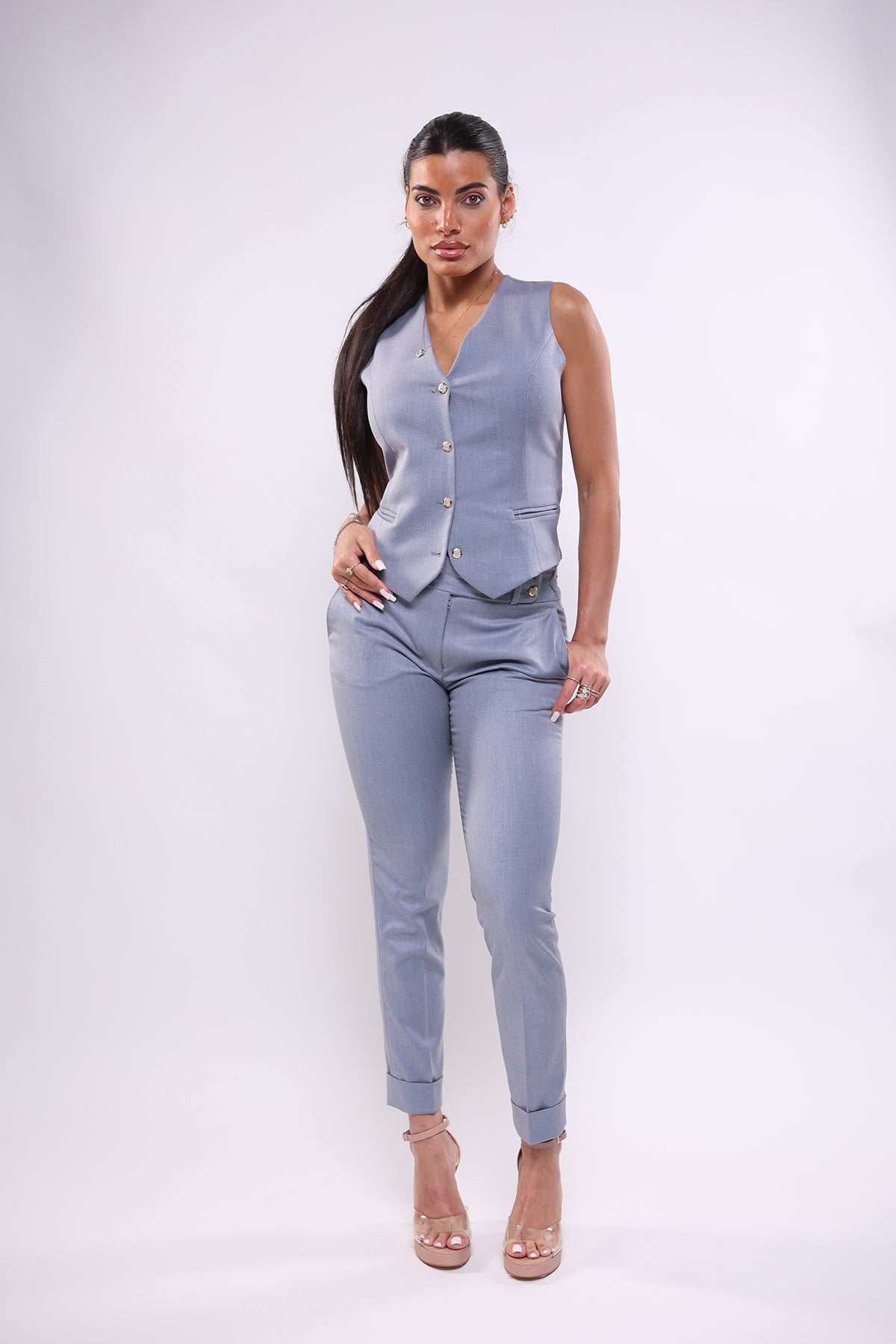 Pantalone azzurro polvere a sigaro