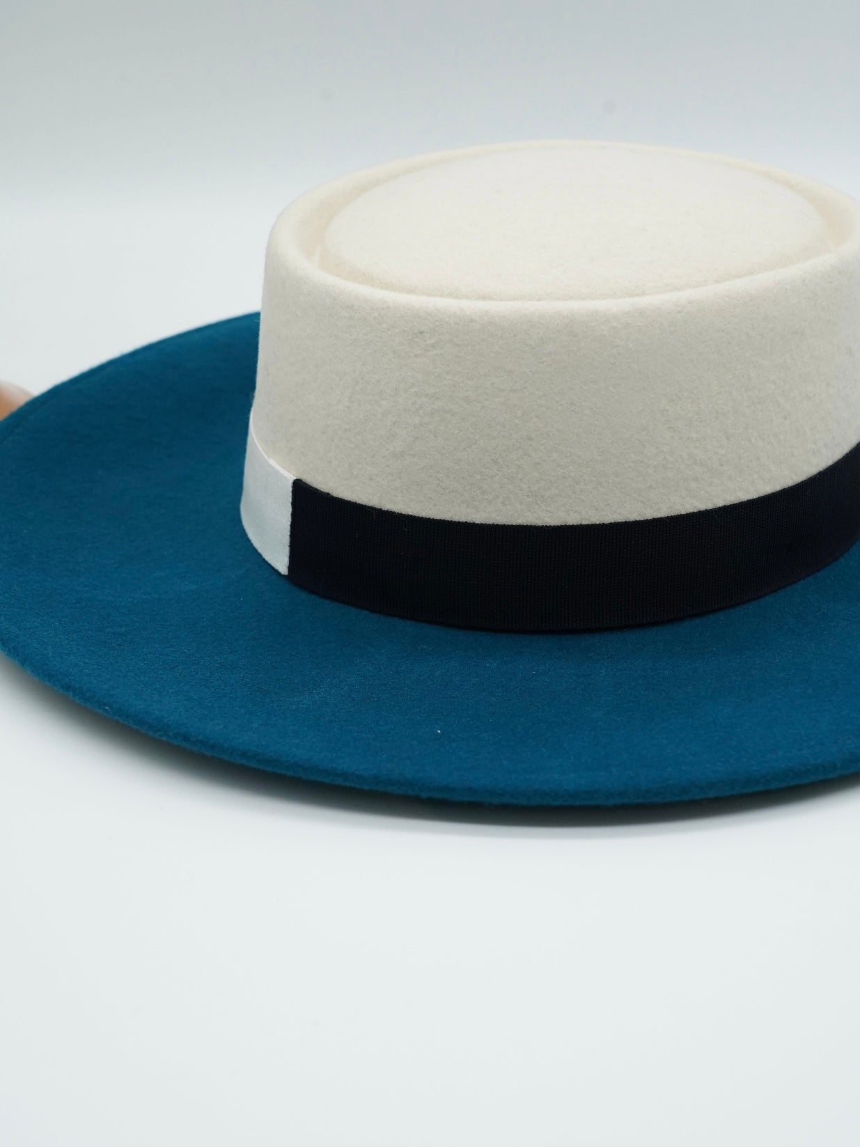 Cappello a cilindro Navi/Panna in feltro