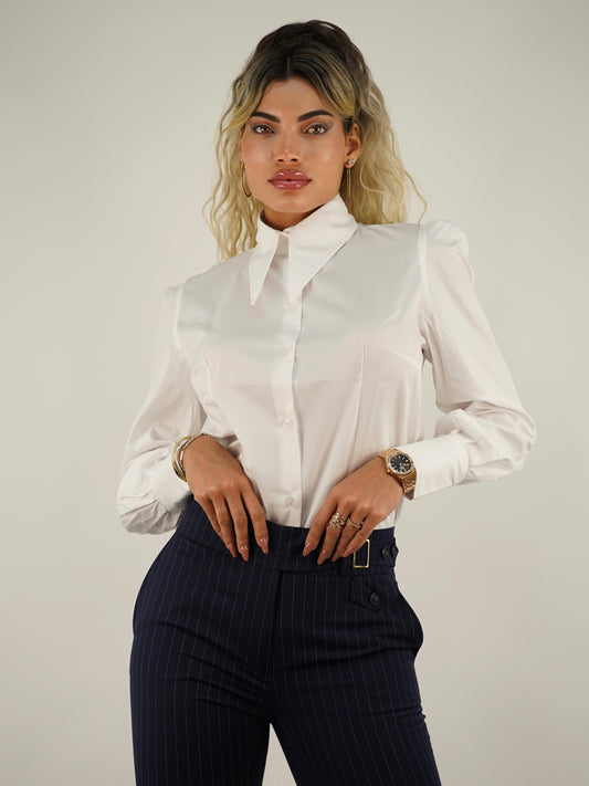 Camicia mory collo a vela bianca