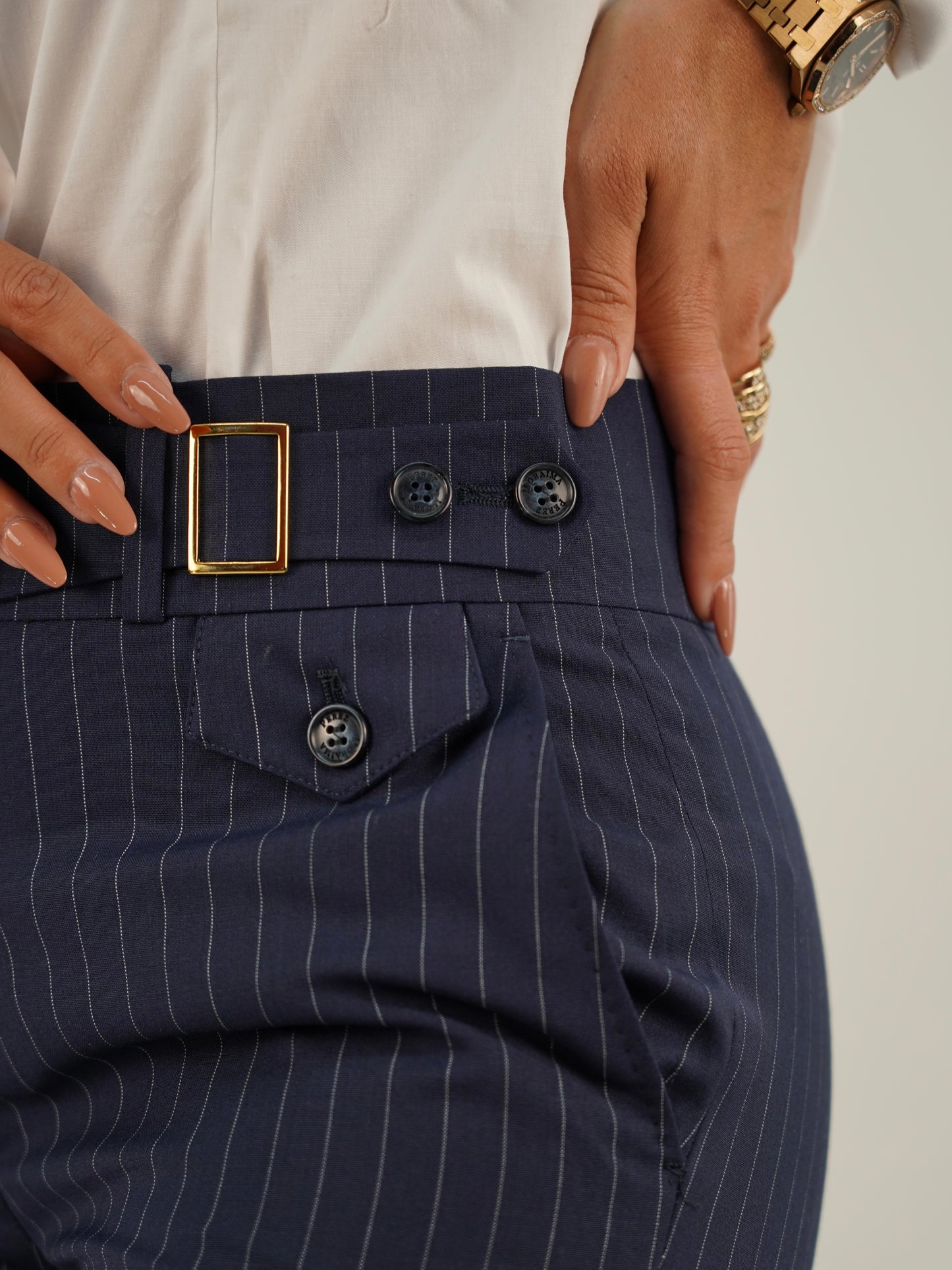 Giacca dopiopetto blu gessato