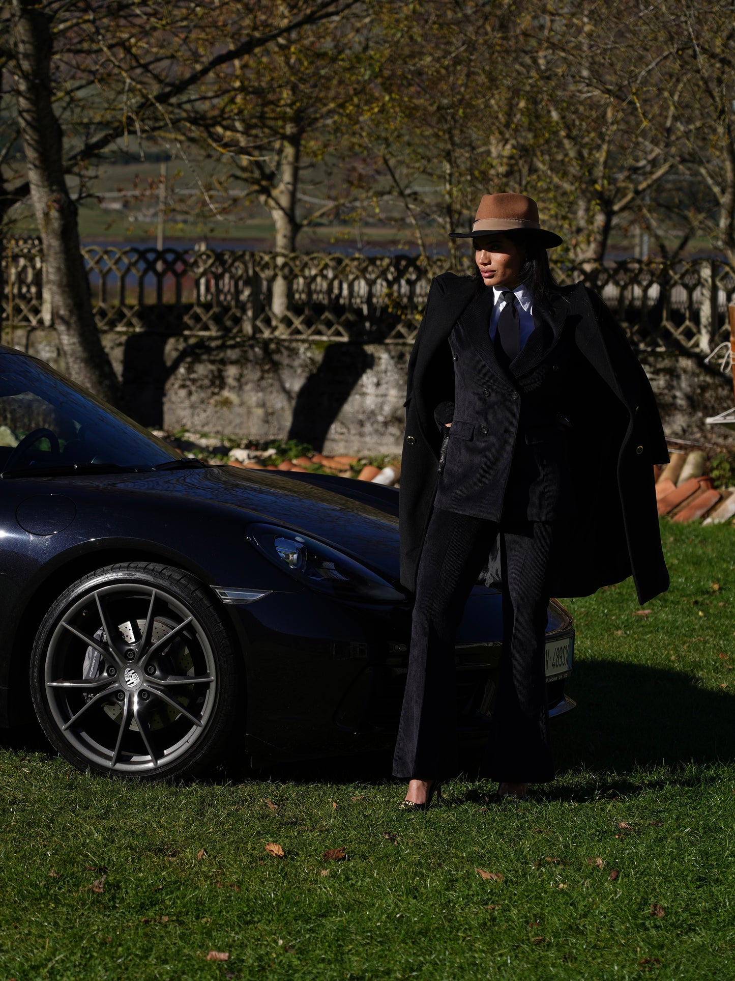 Giacca doppiopetto veluto nero a coste