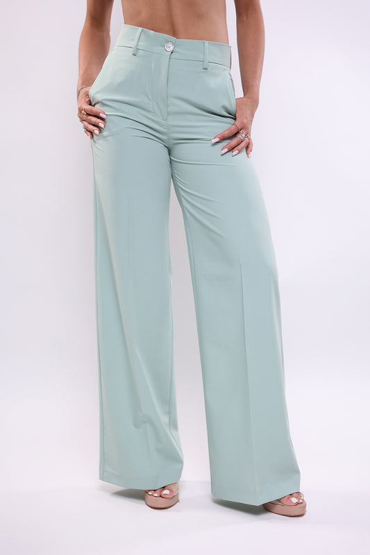 Pantalone a palazzo verde acqua