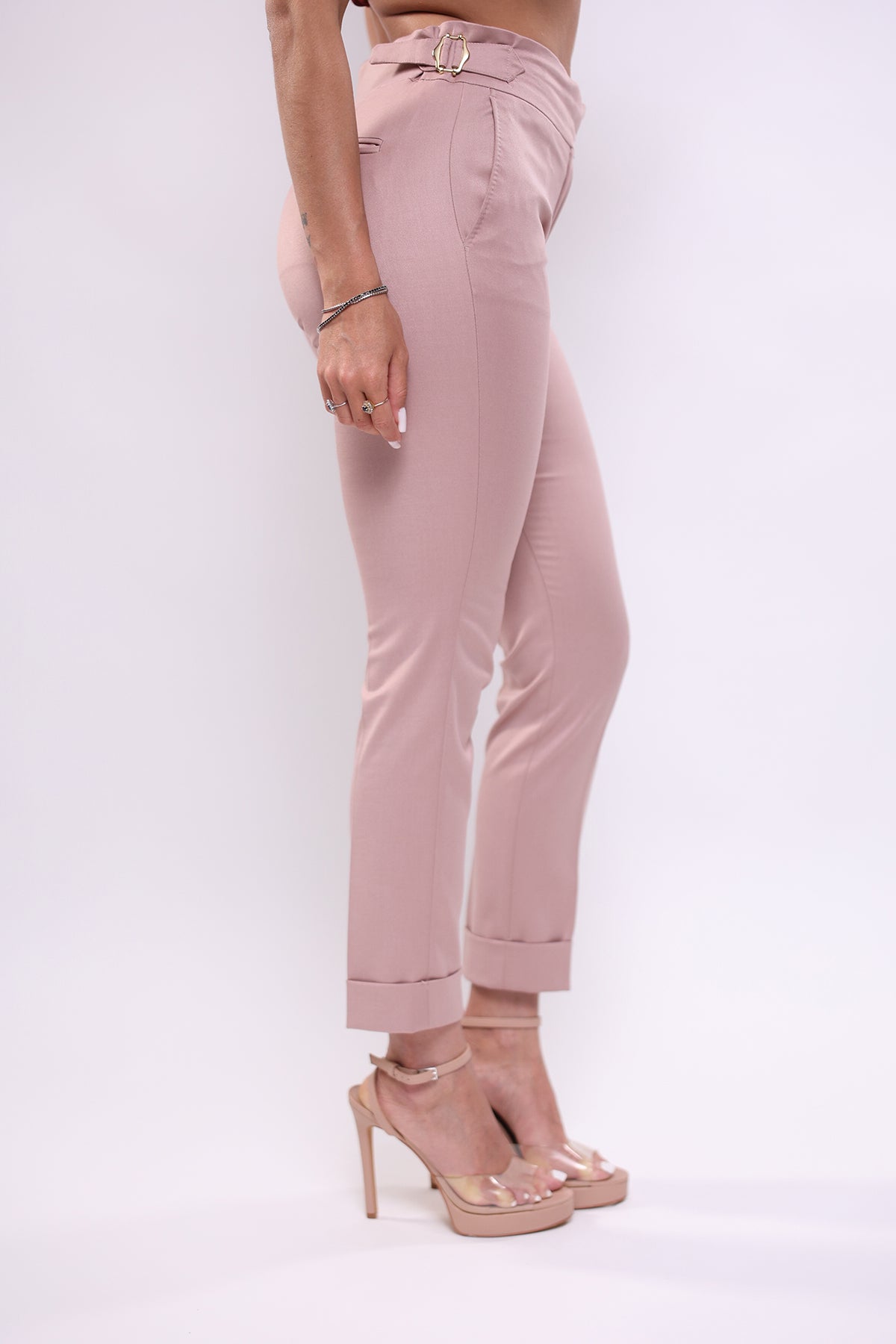 Pantalone rosa antico a sigaro