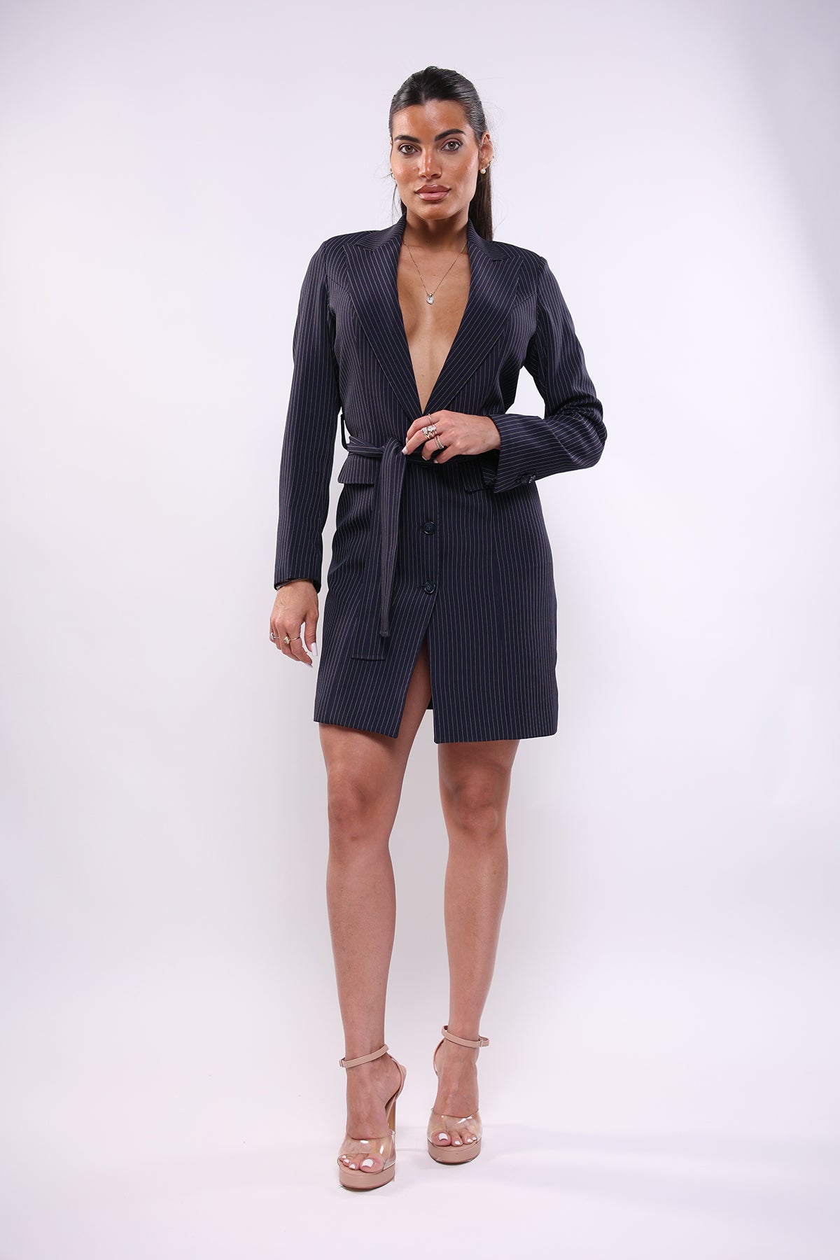 Giacca vestito blu gessato