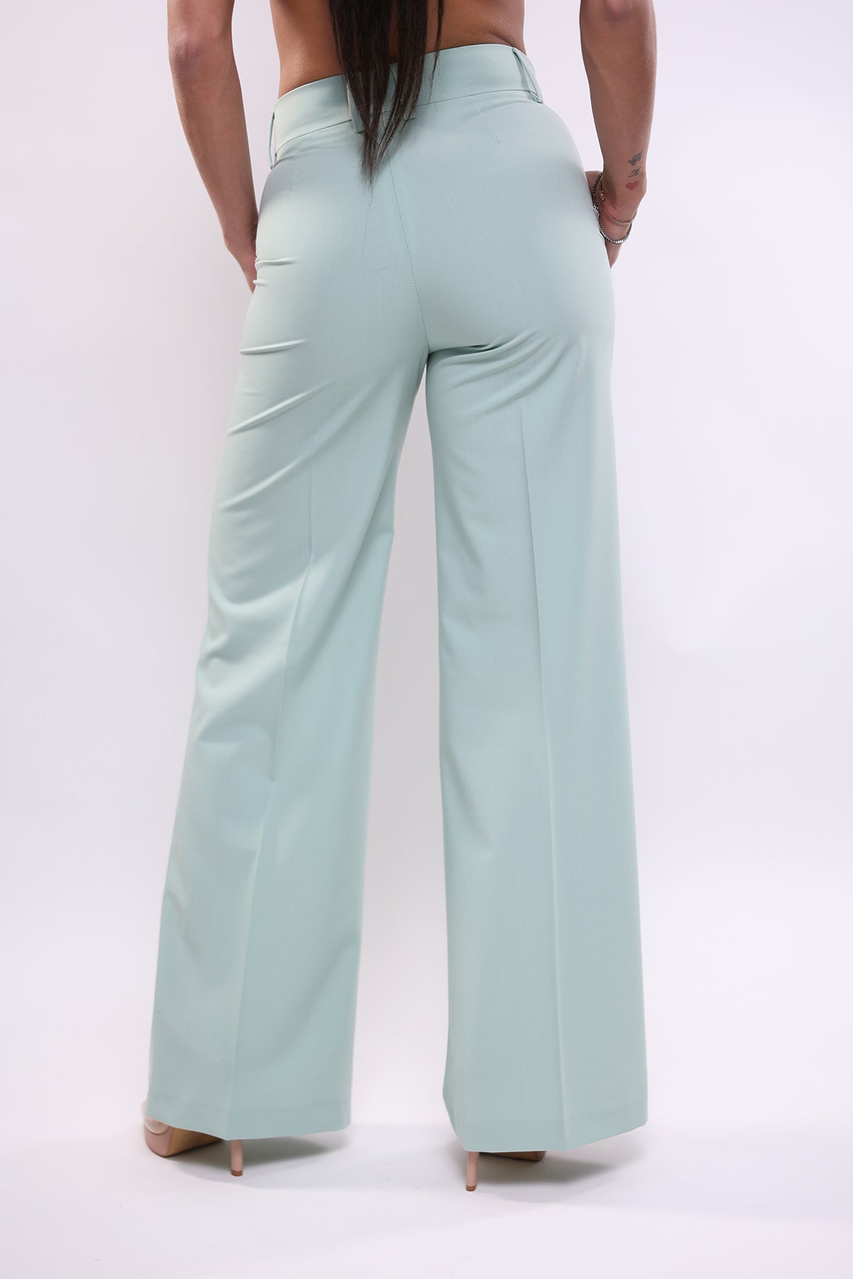 Pantalone a palazzo verde acqua
