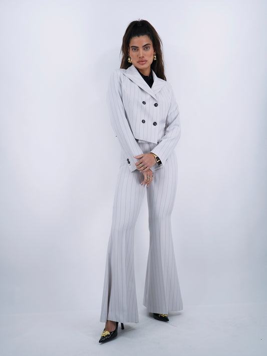 Giacca doppiopetto bianco gessato .