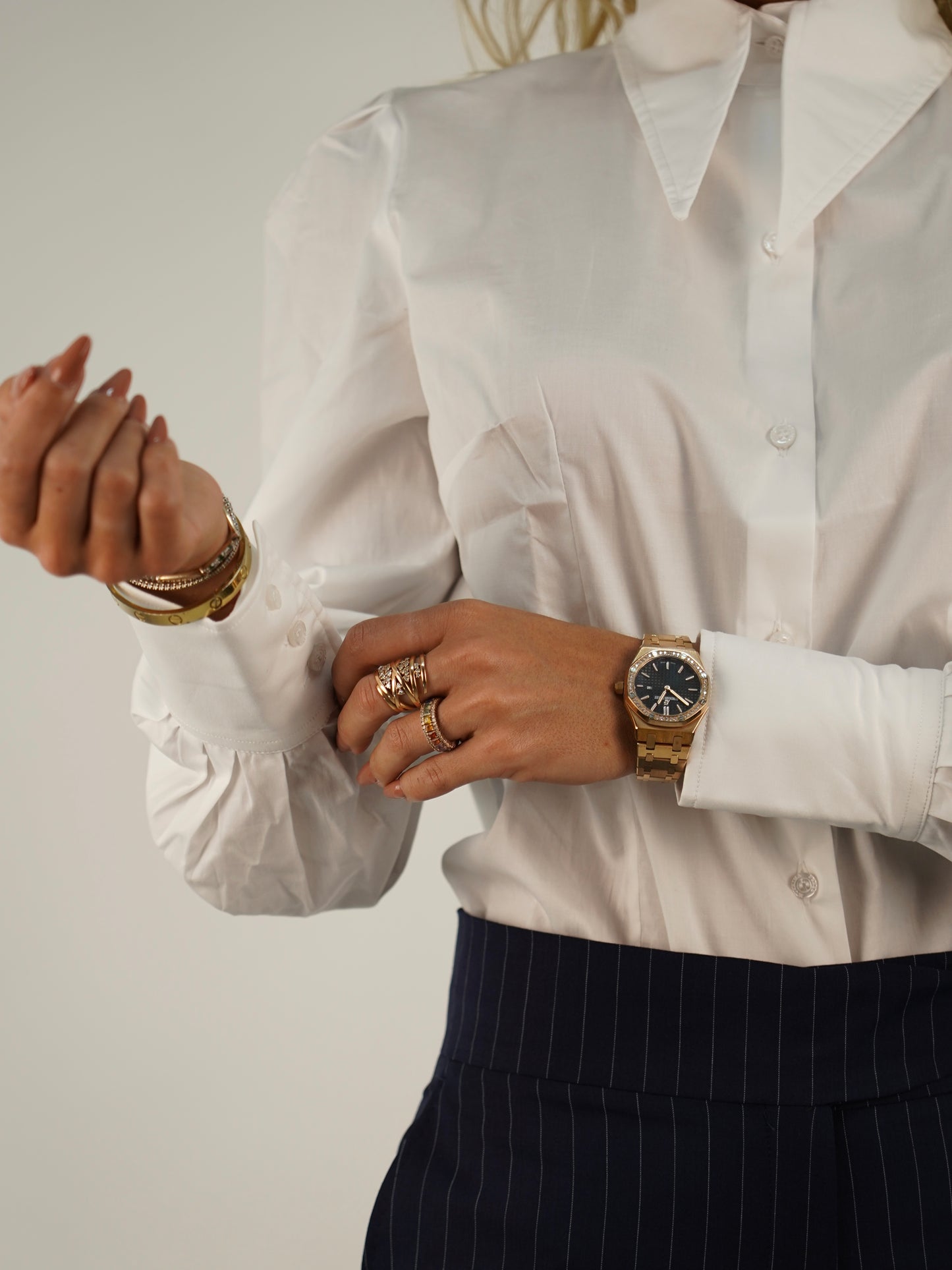 Camicia mory collo a vela bianca