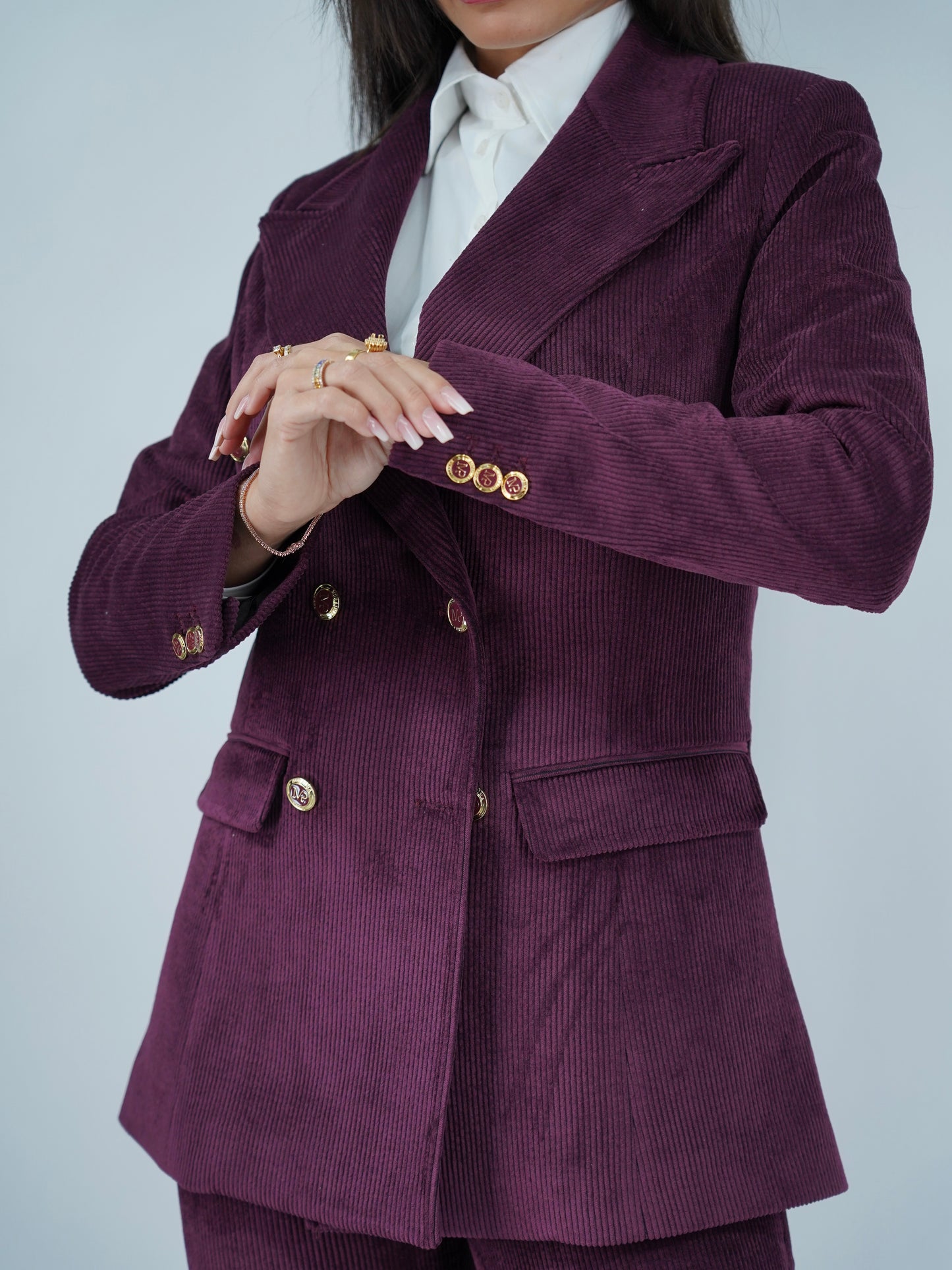 Giacca doppiopetto bordeaux velutto a coste