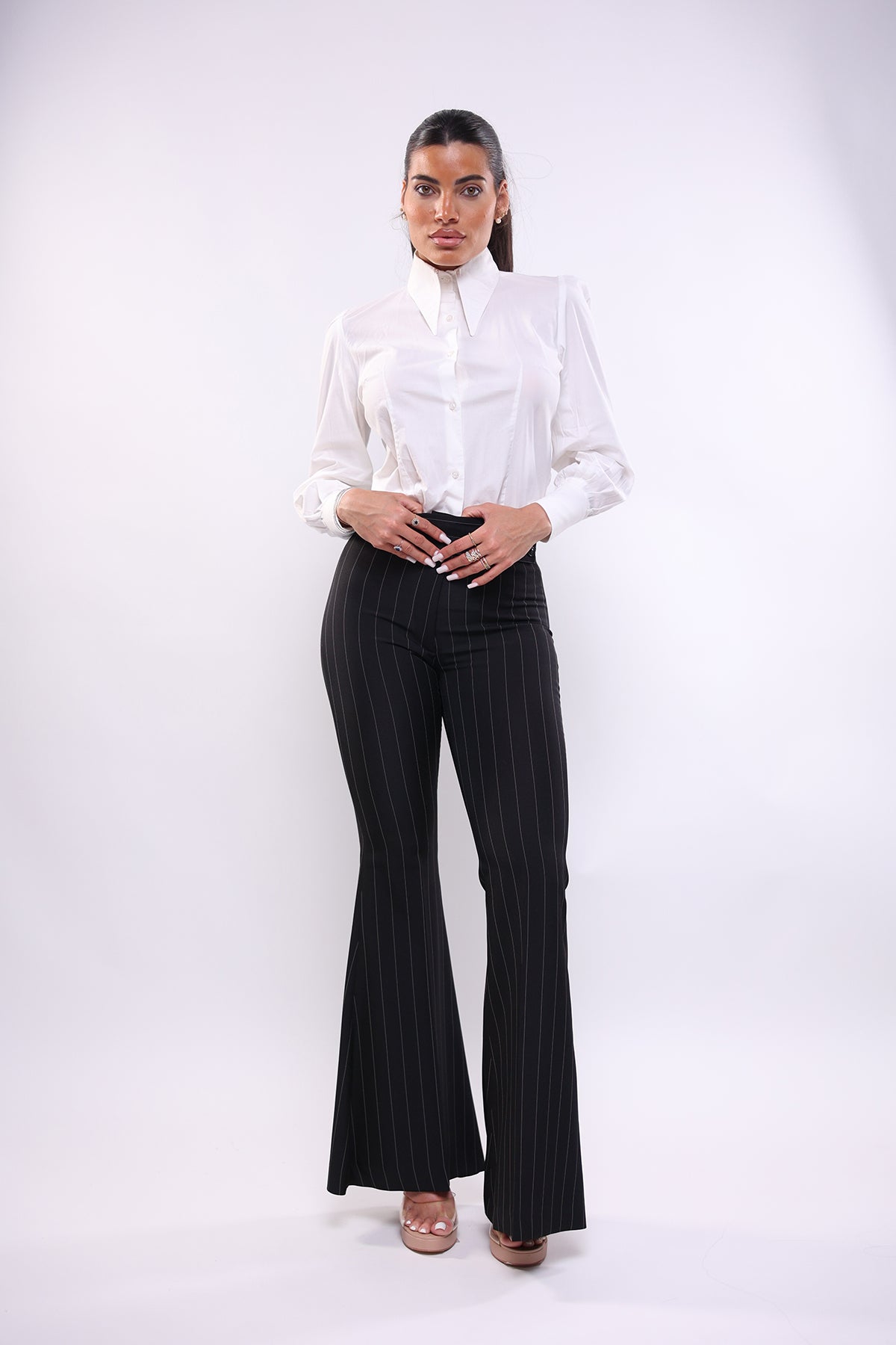 Camicia mory collo a vela bianca