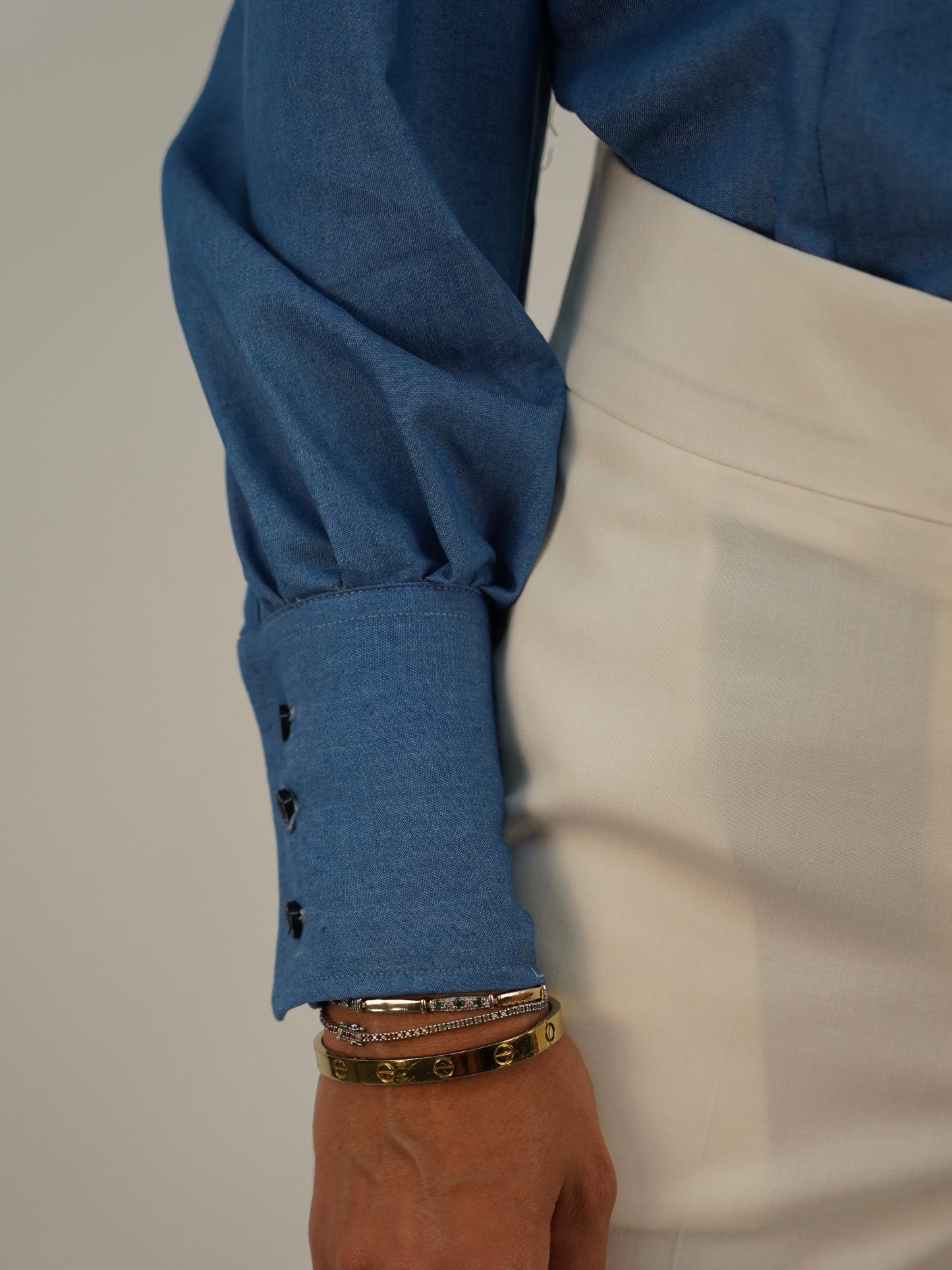 Camicia mory collo a vela blu jeans