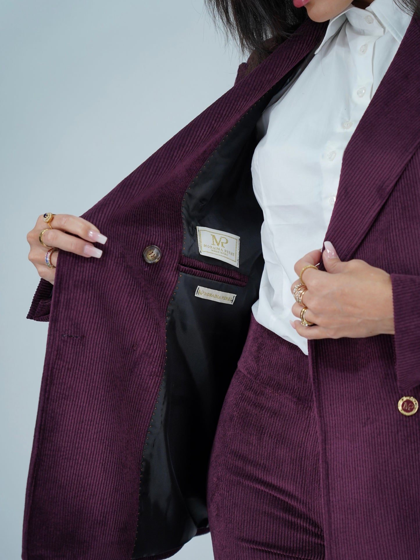 Giacca doppiopetto bordeaux velutto a coste