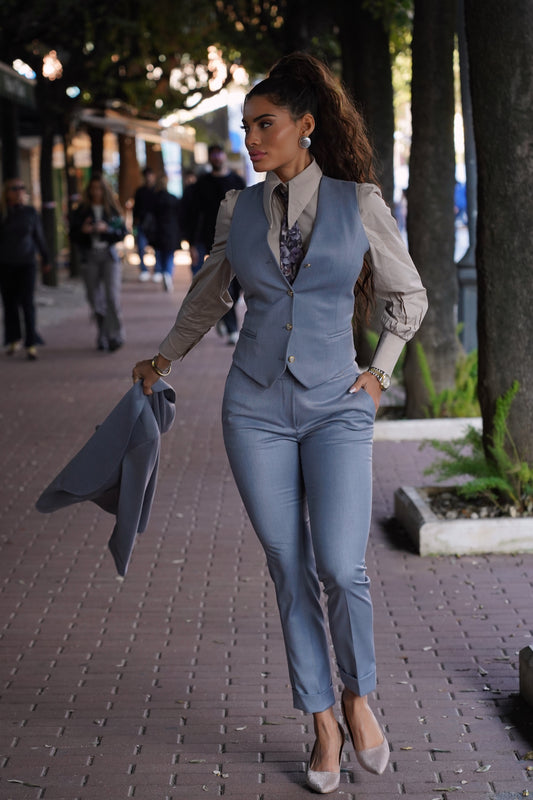 Pantalone azzurro polvere a sigaro