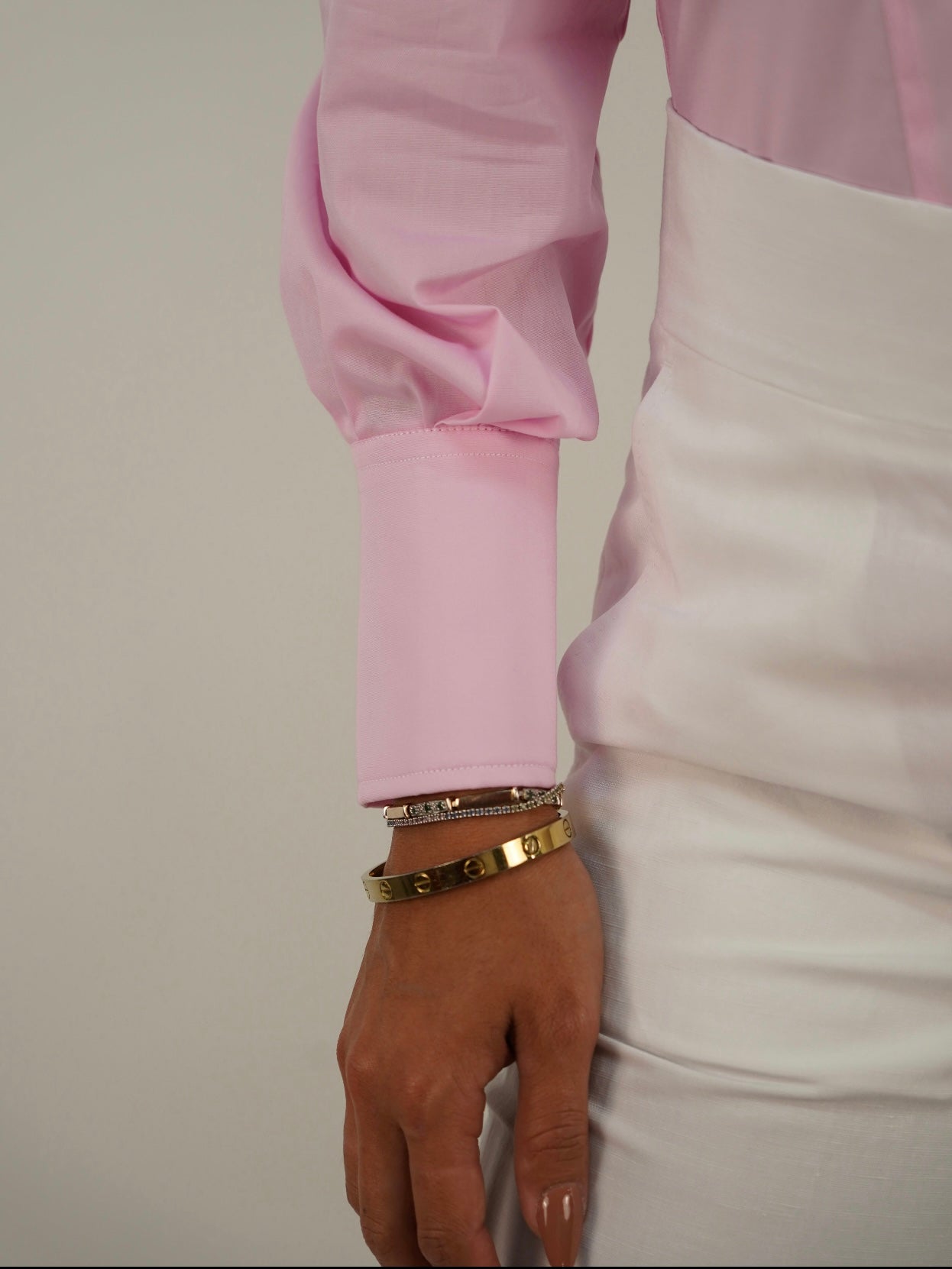 Camicia mory collo a vela in cotone rosa