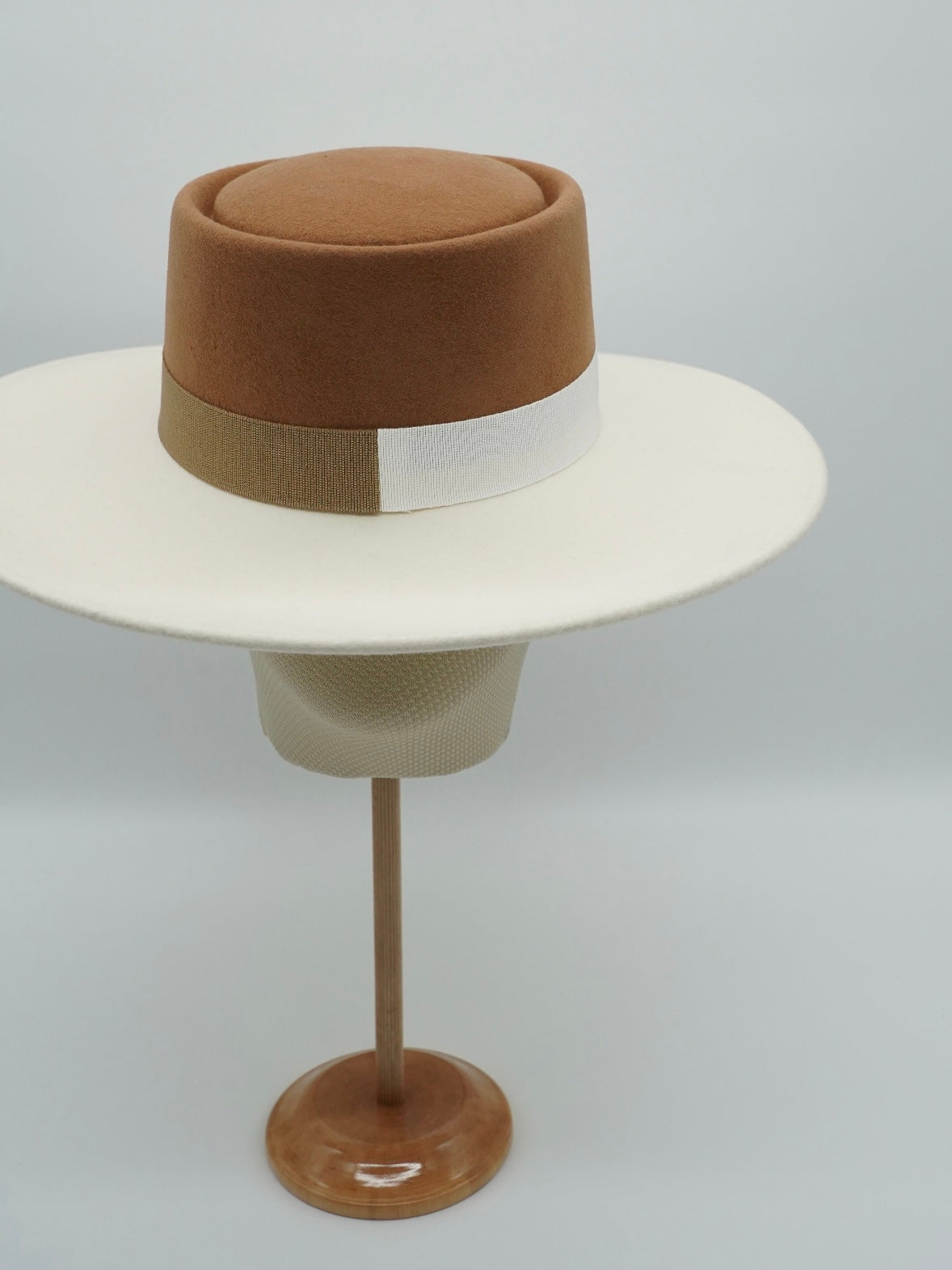 Cappello a cilindro Panna/Alce in feltro