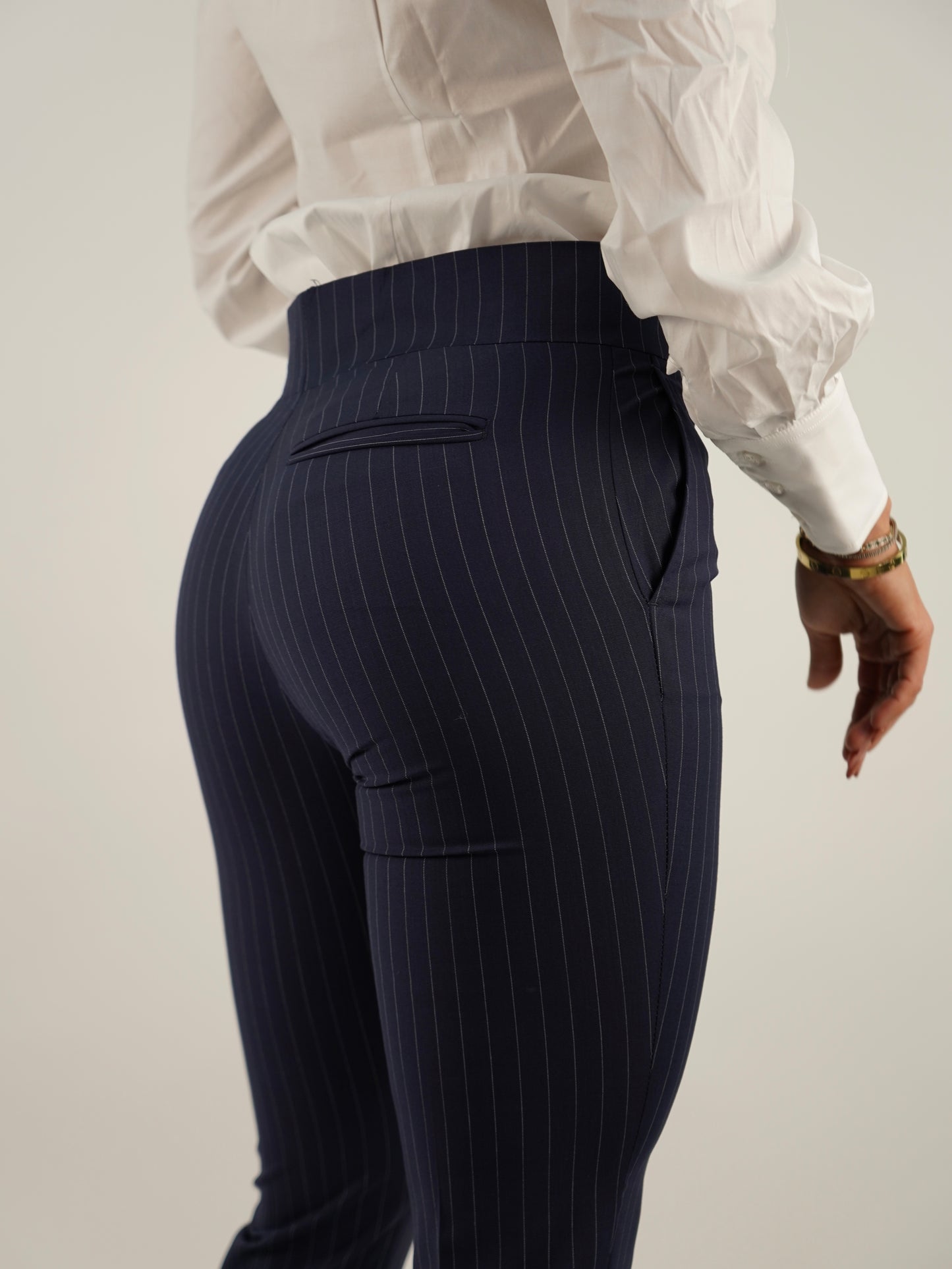 Giacca dopiopetto blu gessato