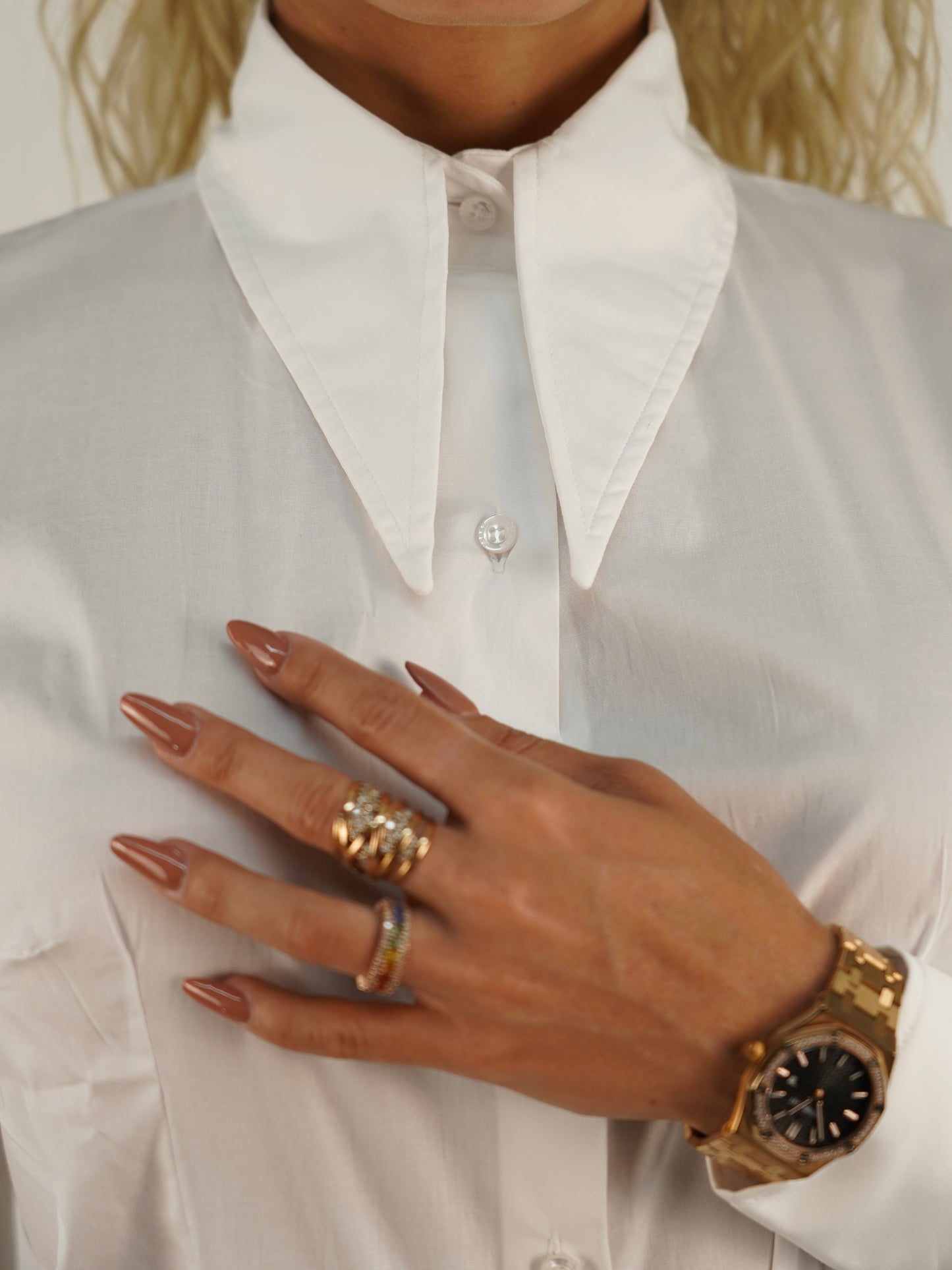 Camicia mory collo a vela bianca