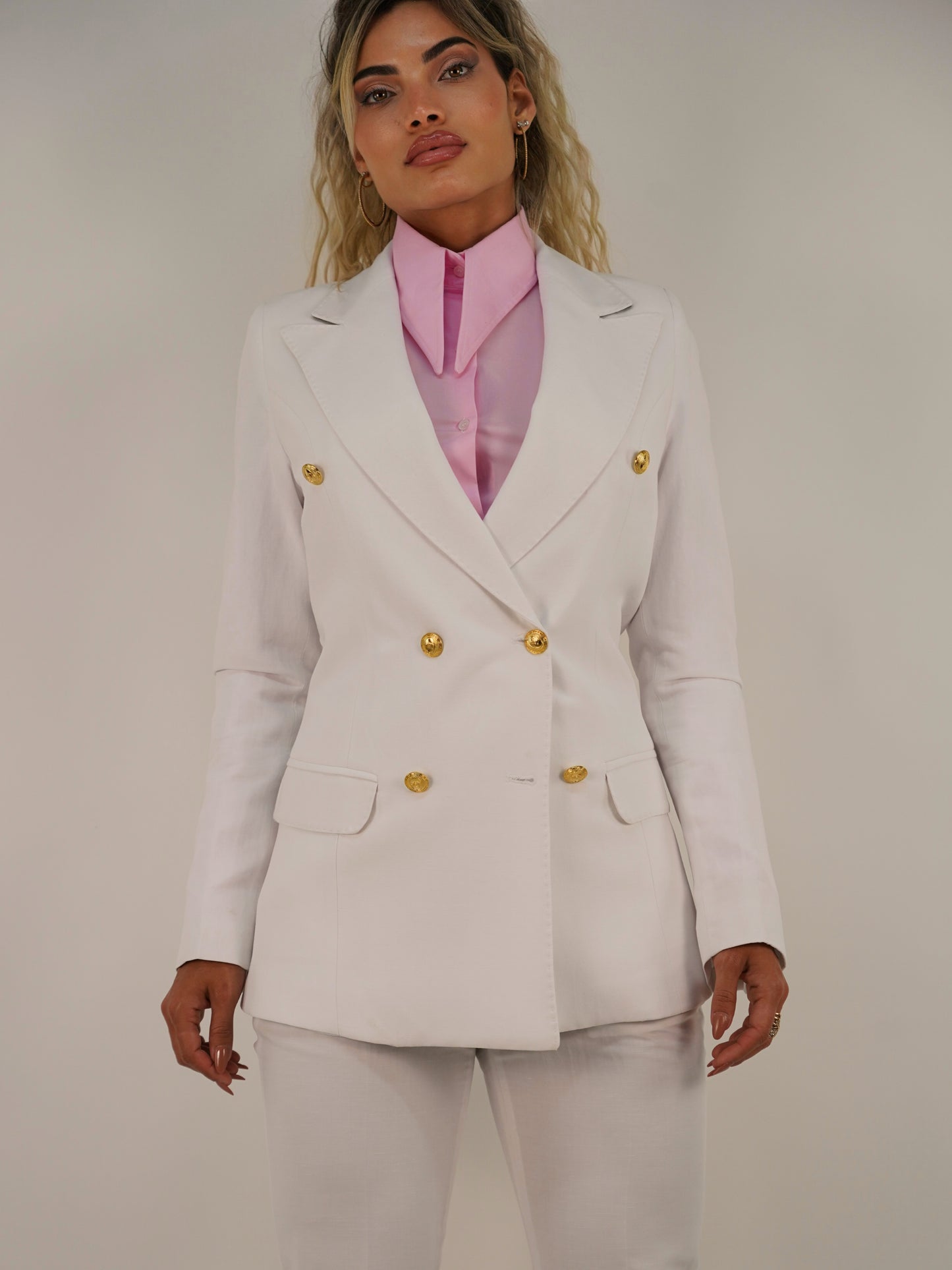 Giacca doppiopetto bianco Lino 100%lino