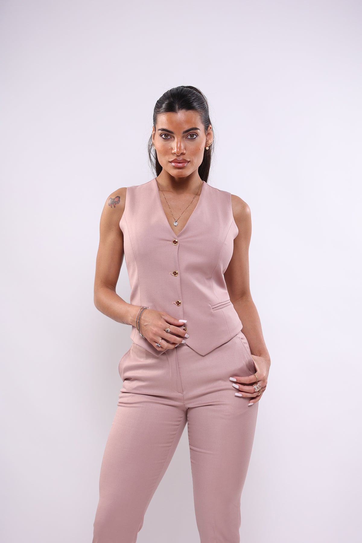 Pantalone rosa antico a sigaro