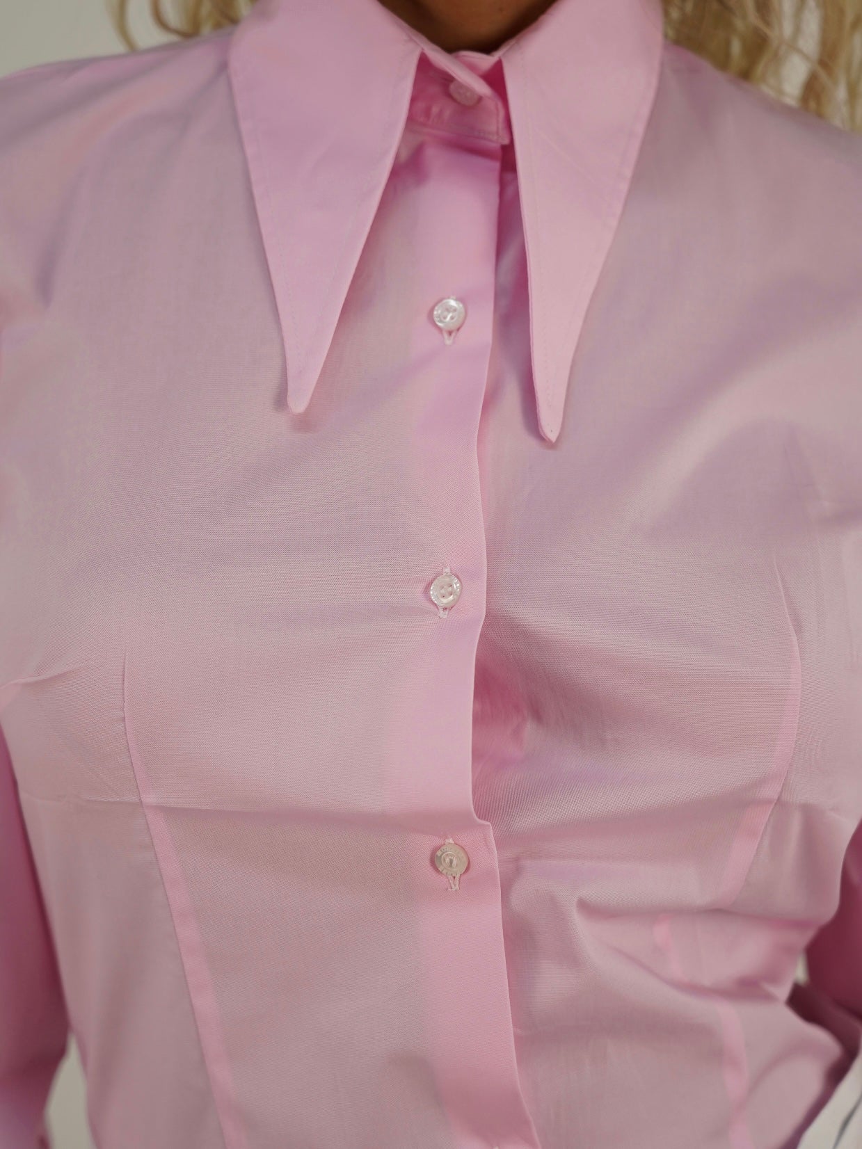 Camicia mory collo a vela in cotone rosa