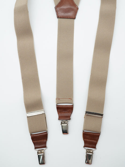 Bretelle Beige pelle Testa di moro con clip