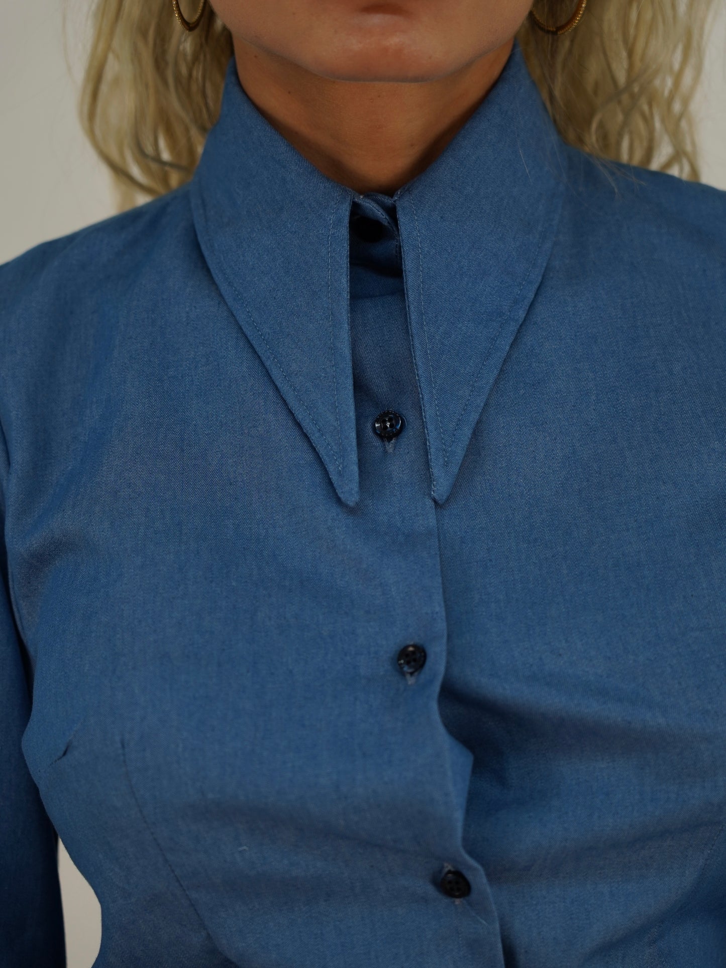 Camicia mory collo a vela blu jeans