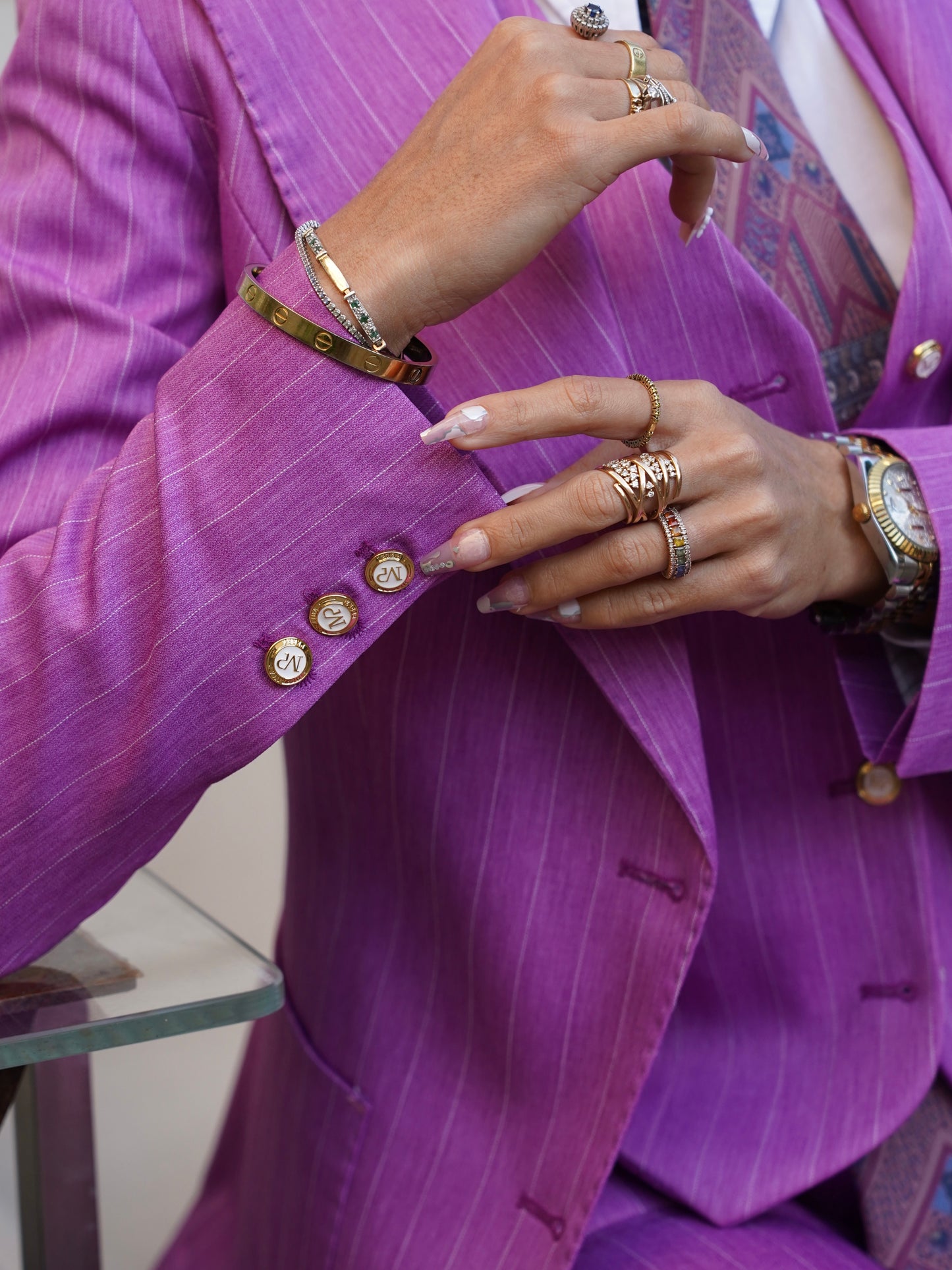 Giacca fucsia  bottoni oro a lancia