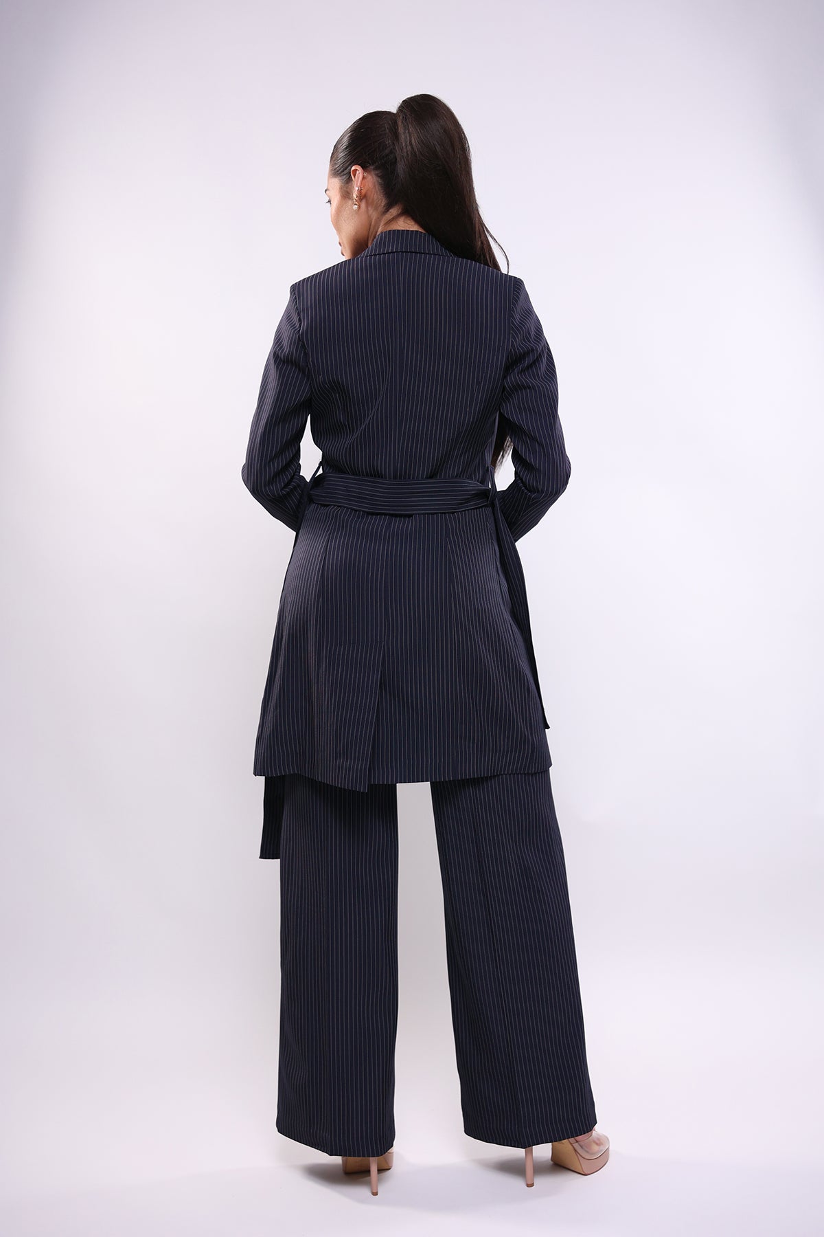 Giacca vestito blu gessato