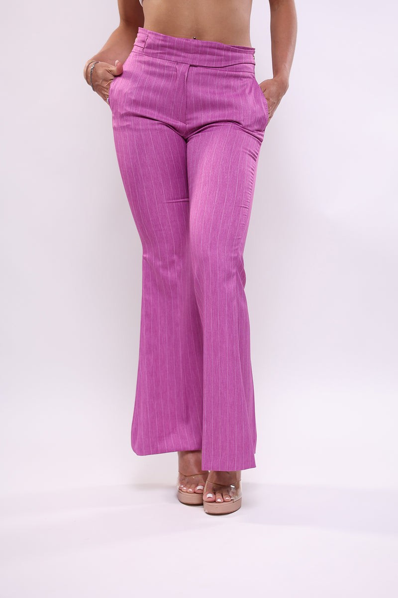 Pantalone rosa fucsia gessato a zampa