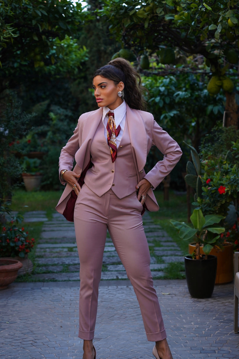 Pantalone rosa antico a sigaro